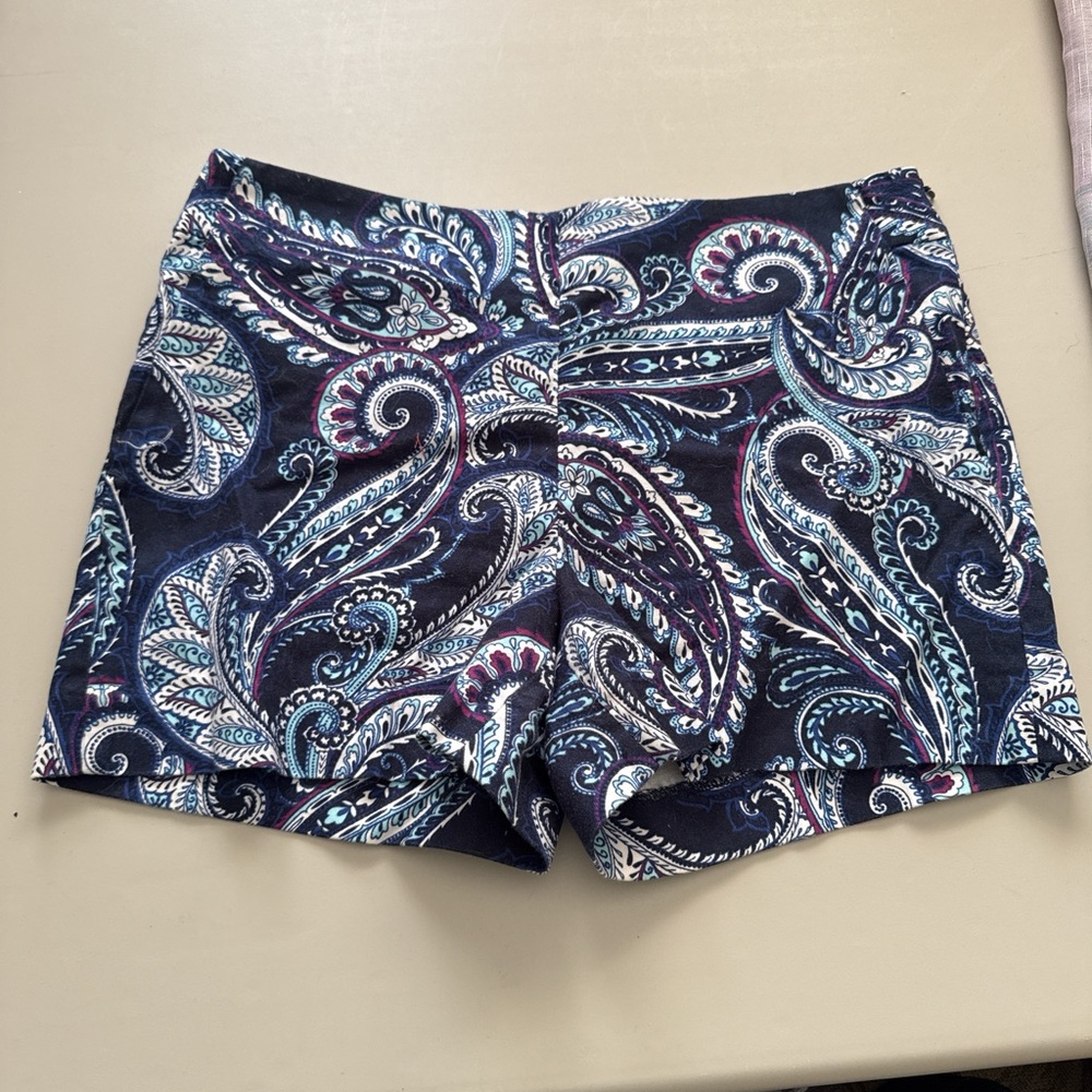 Banana Republic Blue and Purple Paisley High Waist Shorts
